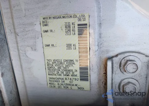 2010 Nissan Maxima 3.5 Sv z USA, uszkodzony, nr VIN 1N4AA5APXAC874792